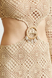 Eupheria Crochet Knit Trumpet Sleeves Dress