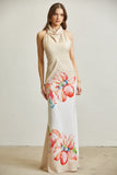 Blossom Cowl Neckline Satin Maxi Dress