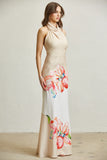 Blossom Cowl Neckline Satin Maxi Dress