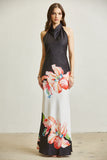 Blossom Cowl Neckline Satin Maxi Dress