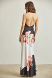 Blossom Cowl Neckline Satin Maxi Dress