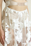 Embroidered Lace Dress Close View - White