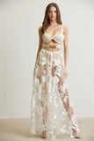 Embroidered Lace Dress Front View - White