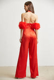 Valentina Luxe Satin Mockneck Formal Party Evening Dress Jumpsuit Valentine Day Special