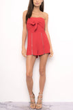 Tie Front Strapless Mini Romper