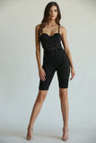 Stylish High-cut Corset Thong BodySuit & Biker Short Set With Side Mesh Panel