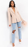 One Button Blazer in Pink Color - Front Straight View