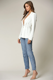 One Button Blazer in White Color - Side View